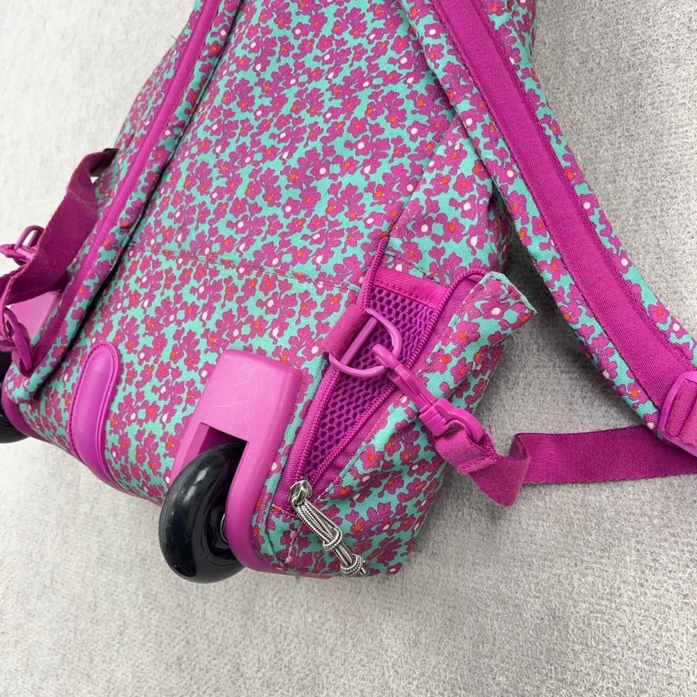 Vera Bradley Rolling Backpack Pink Ditsy Dot Carry On Travel Bag School